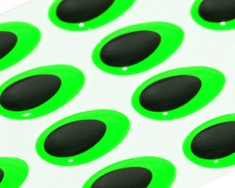 3D Epoxy Teardrop Eyes, Fluo Green, 15 mm